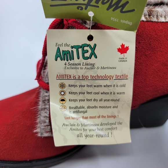 Martino Red Suede Ankle Bootie Wedges Made in Canada Size 7.5 - Picture 5 of 9